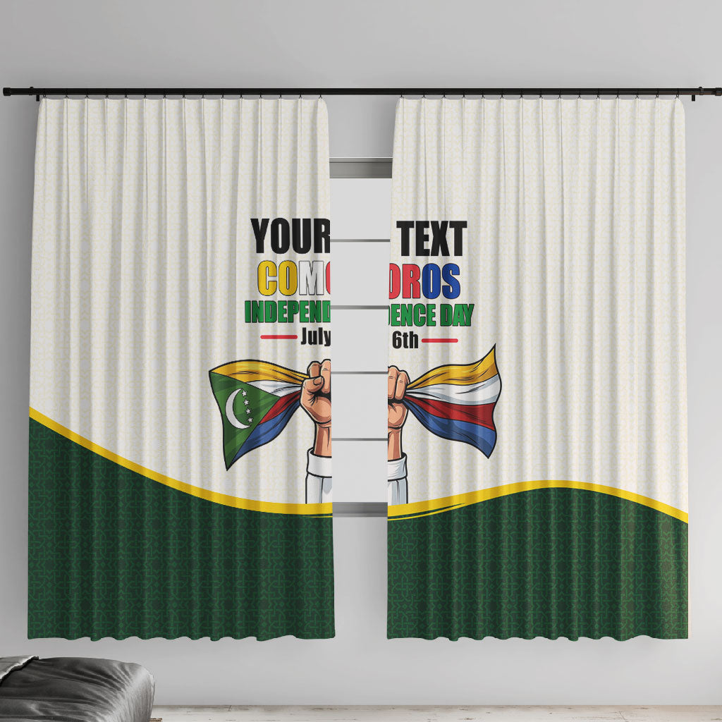 Personalized Comoros Independence Day Window Curtain July 6th National Pride Flag Graphic With Heritage Emblem