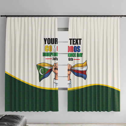 Personalized Comoros Independence Day Window Curtain July 6th National Pride Flag Graphic With Heritage Emblem