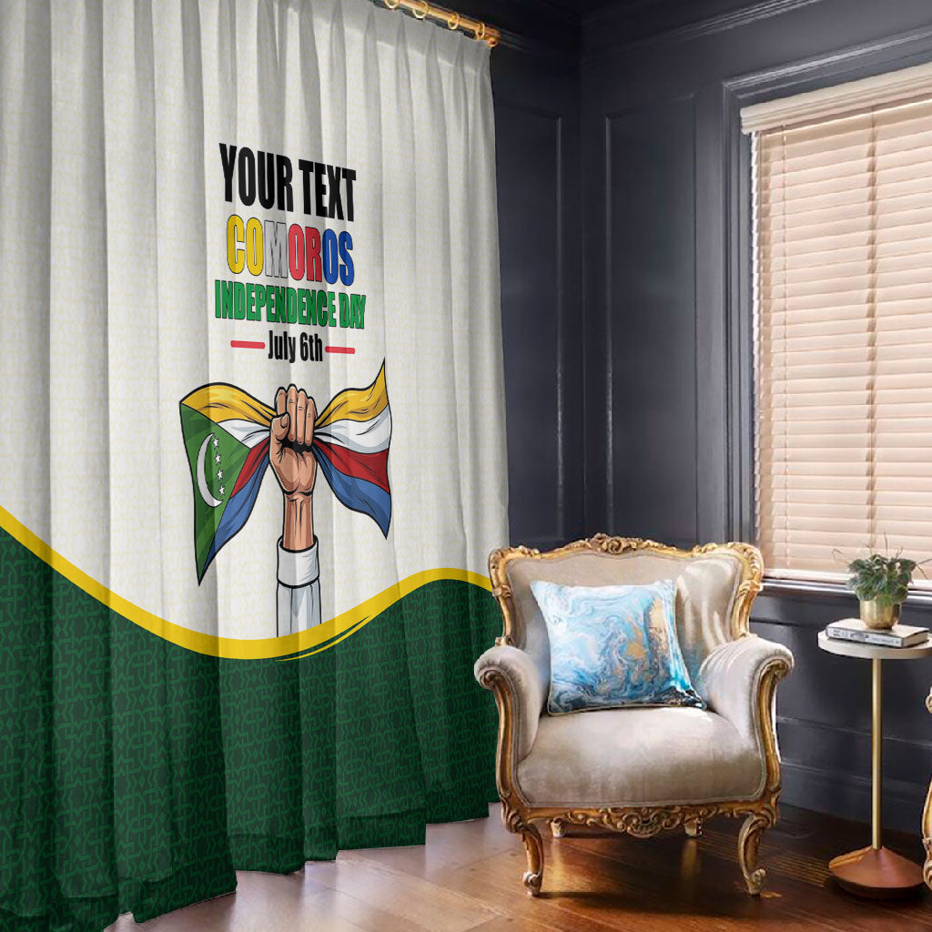 Personalized Comoros Independence Day Window Curtain July 6th National Pride Flag Graphic With Heritage Emblem