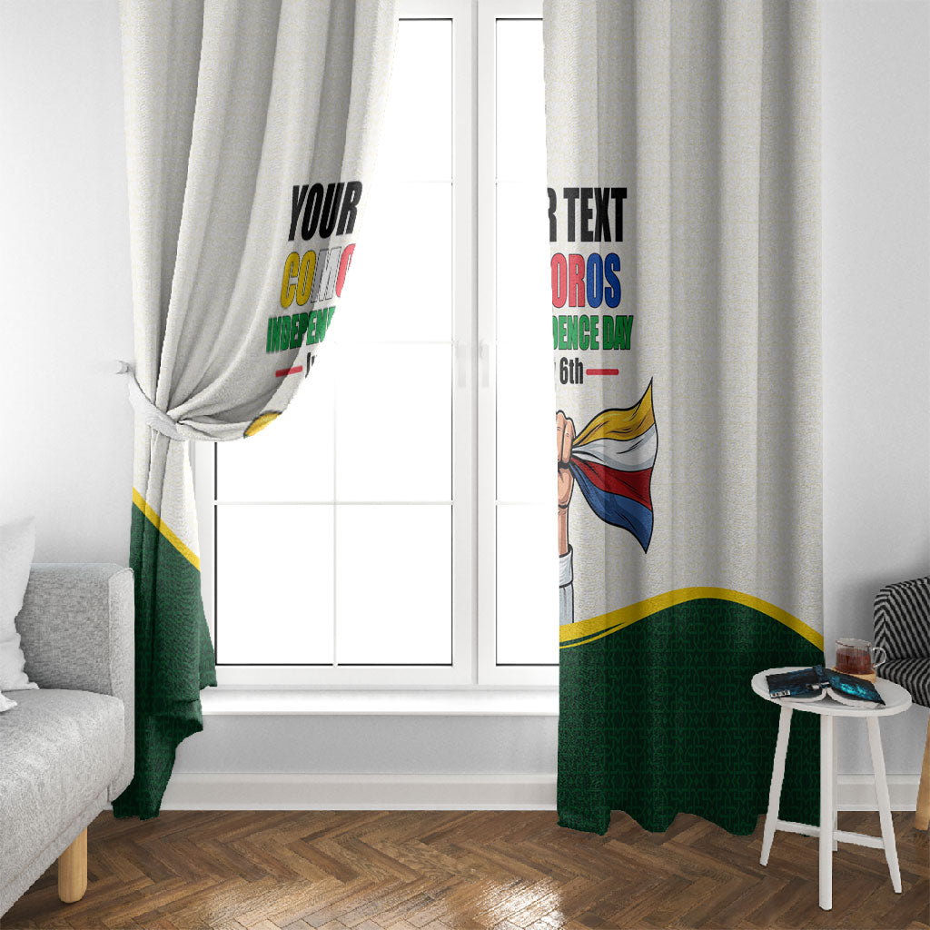 Personalized Comoros Independence Day Window Curtain July 6th National Pride Flag Graphic With Heritage Emblem