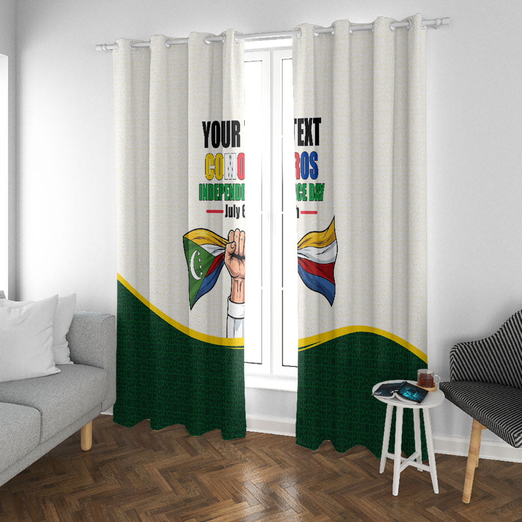 Personalized Comoros Independence Day Window Curtain July 6th National Pride Flag Graphic With Heritage Emblem