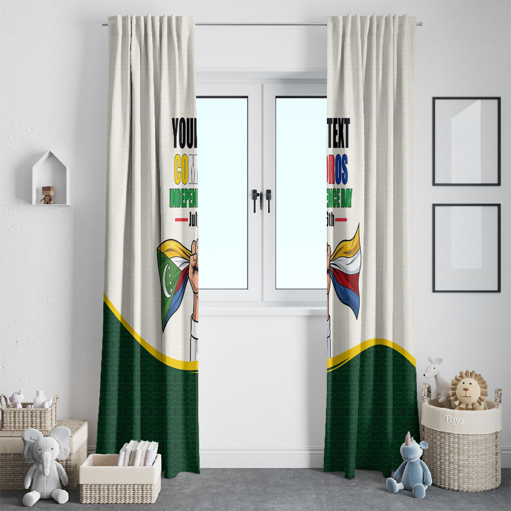 Personalized Comoros Independence Day Window Curtain July 6th National Pride Flag Graphic With Heritage Emblem
