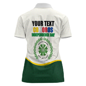 Personalized Comoros Independence Day Women Polo Shirt July 6th National Pride Flag Graphic With Heritage Emblem