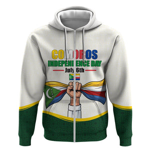 Personalized Comoros Independence Day Zip Hoodie July 6th National Pride Flag Graphic With Heritage Emblem