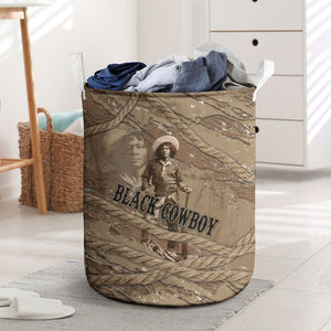 Black Cowboy Nat Love Laundry Basket Vintage Western Portrait Lasso