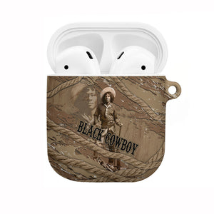 Black Cowboy Nat Love AirPods Case Vintage Western Portrait Lasso