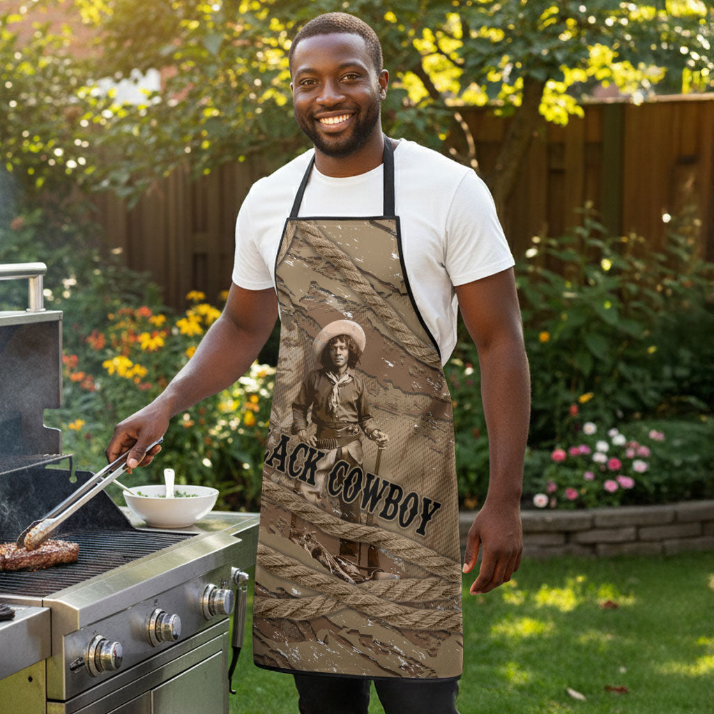 Black Cowboy Nat Love Apron Vintage Western Portrait Lasso