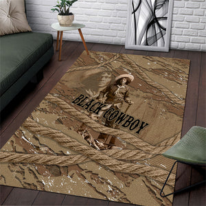 Black Cowboy Nat Love Area Rug Vintage Western Portrait Lasso