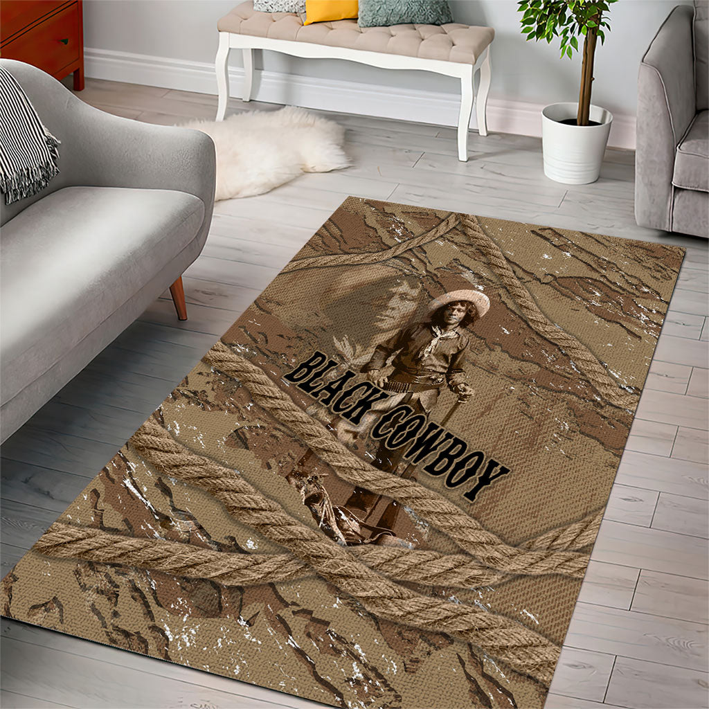 Black Cowboy Nat Love Area Rug Vintage Western Portrait Lasso
