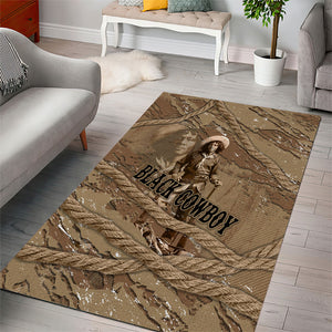 Black Cowboy Nat Love Area Rug Vintage Western Portrait Lasso