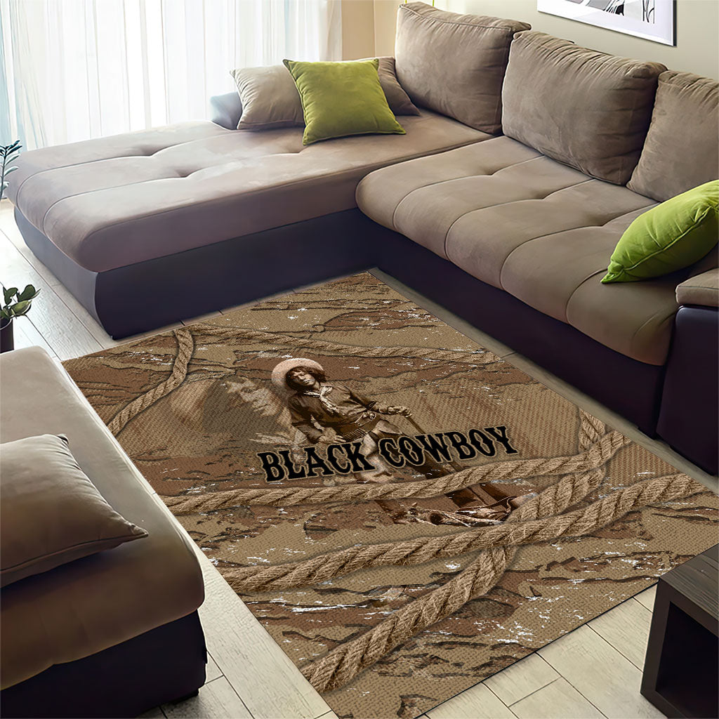 Black Cowboy Nat Love Area Rug Vintage Western Portrait Lasso