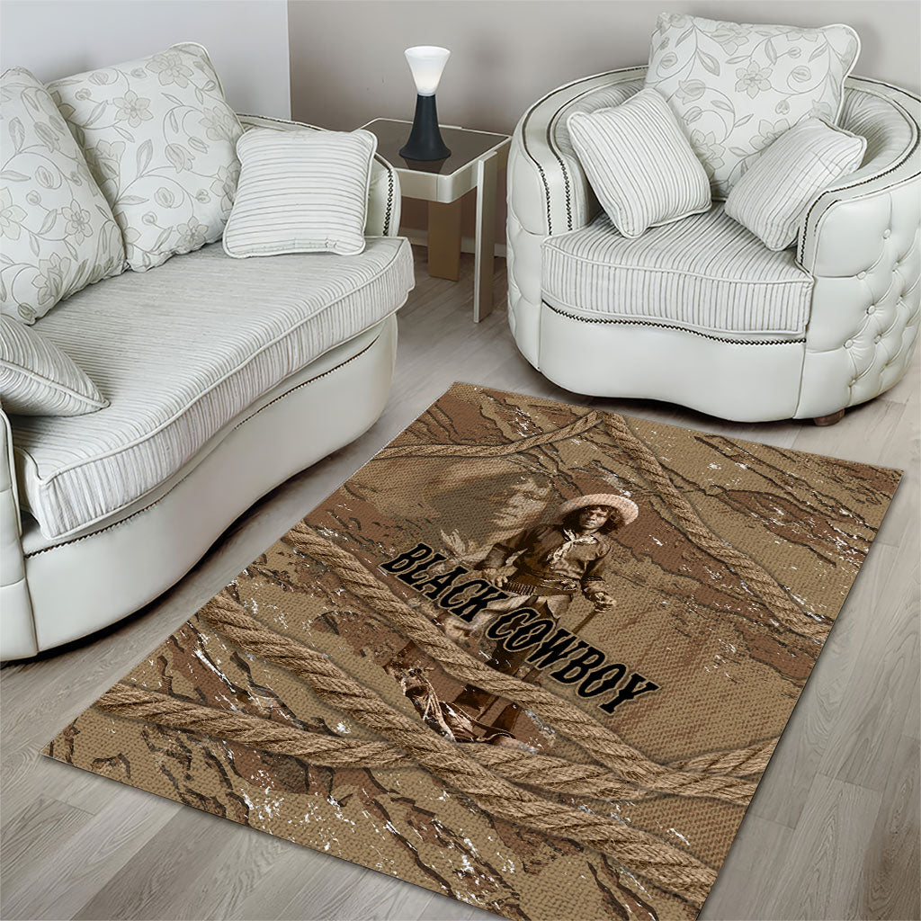 Black Cowboy Nat Love Area Rug Vintage Western Portrait Lasso