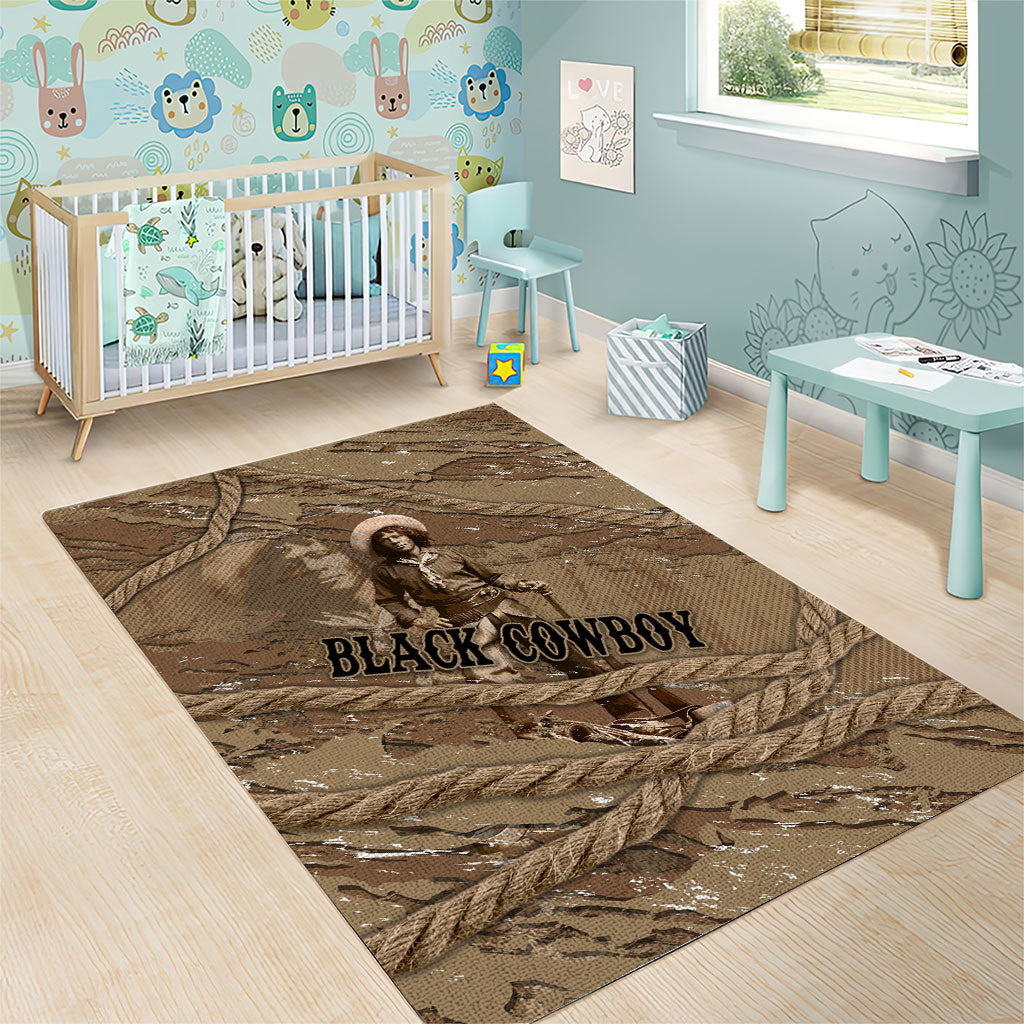 Black Cowboy Nat Love Area Rug Vintage Western Portrait Lasso
