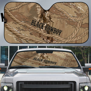 Black Cowboy Nat Love Auto Sun Shade Vintage Western Portrait Lasso