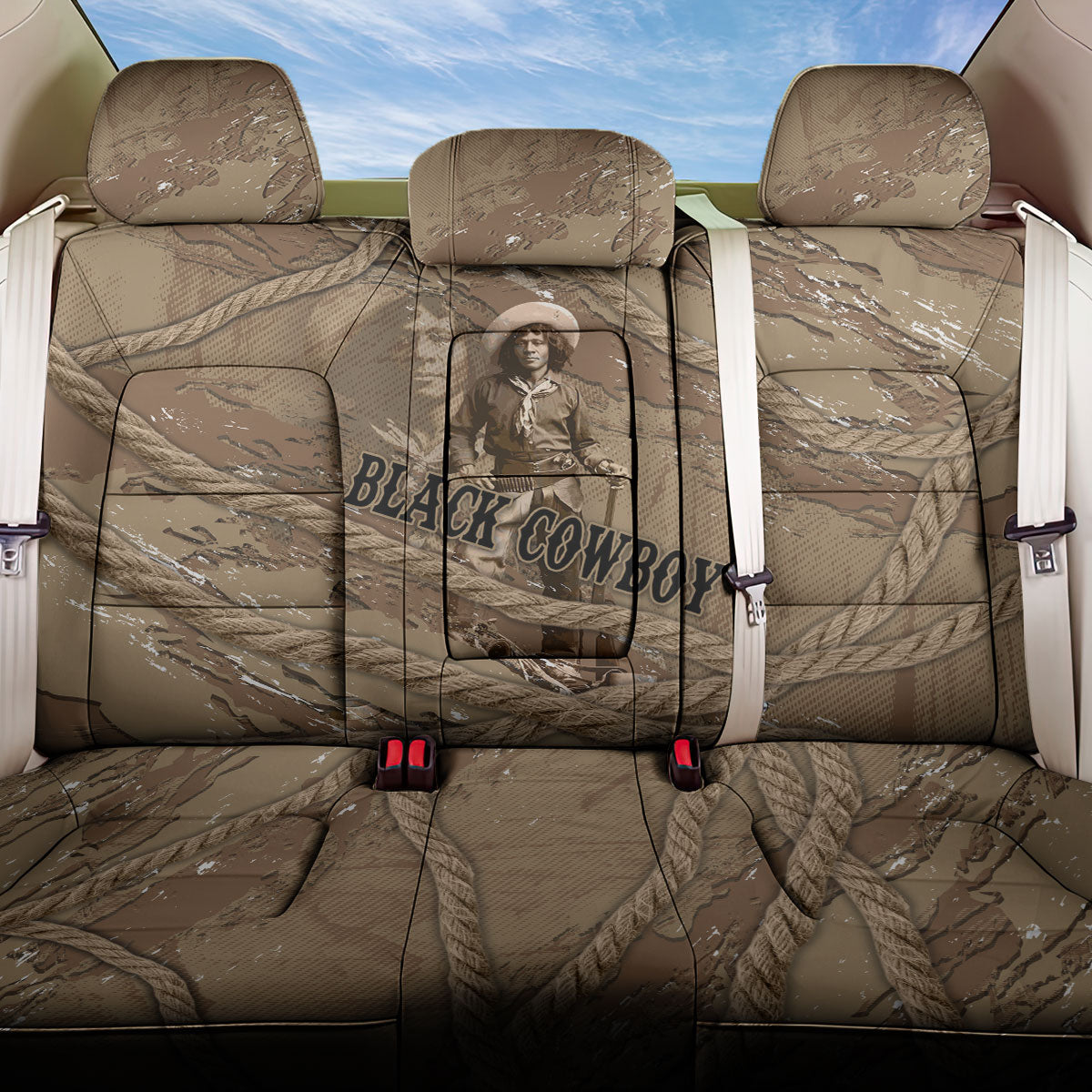 Black Cowboy Nat Love Back Car Seat Cover Vintage Western Portrait Lasso