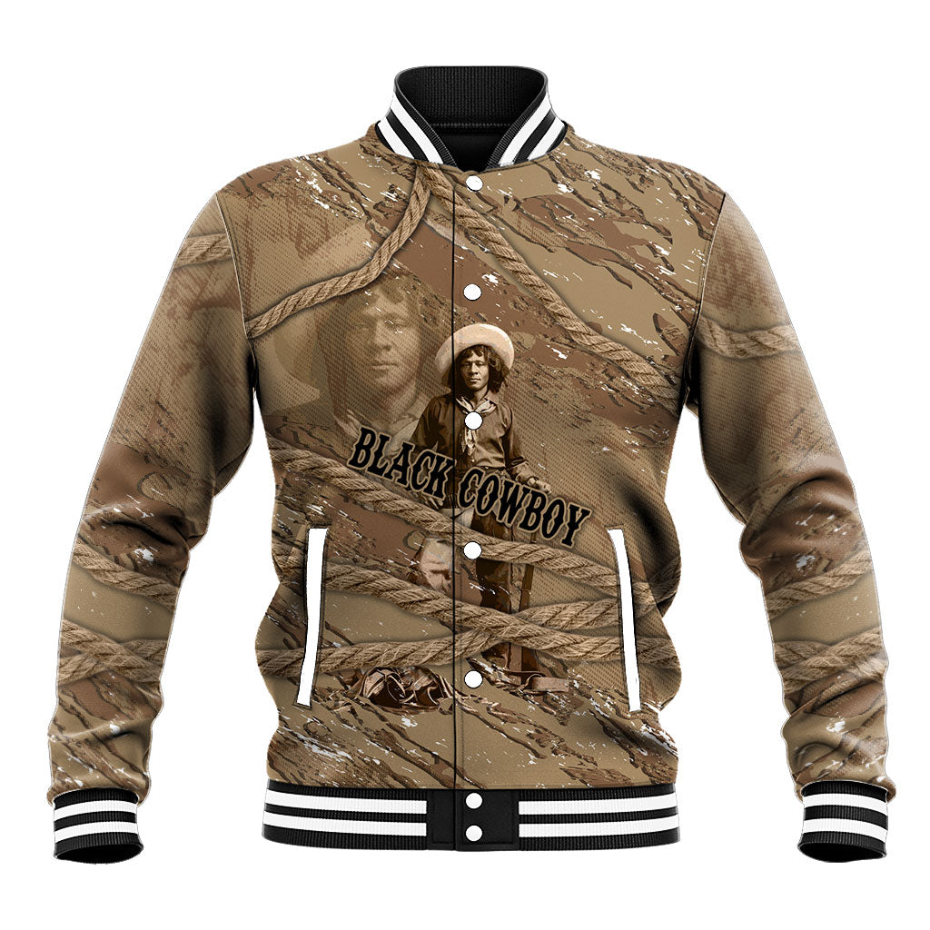 Black Cowboy Nat Love Baseball Jacket Vintage Western Portrait Lasso