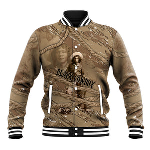 Black Cowboy Nat Love Baseball Jacket Vintage Western Portrait Lasso