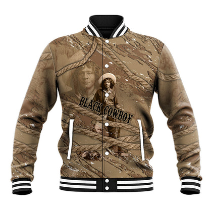 Black Cowboy Nat Love Baseball Jacket Vintage Western Portrait Lasso