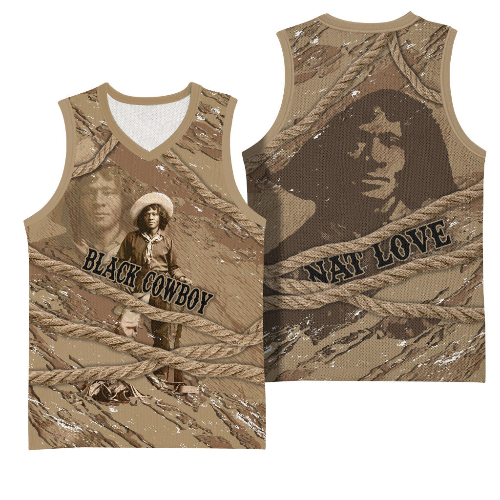 Black Cowboy Nat Love Basketball Jersey Vintage Western Portrait Lasso