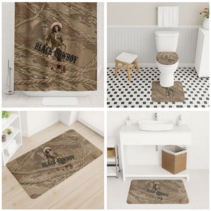 Black Cowboy Nat Love Bathroom Set Vintage Western Portrait Lasso