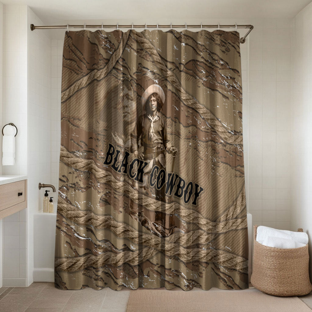 Black Cowboy Nat Love Bathroom Set Vintage Western Portrait Lasso