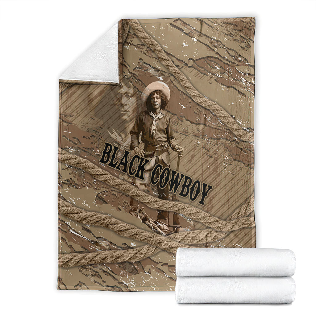 Black Cowboy Nat Love Blanket Vintage Western Portrait Lasso