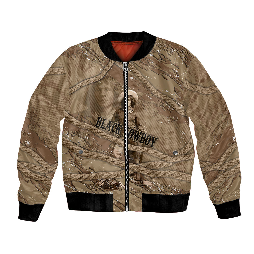Black Cowboy Nat Love Bomber Jacket Vintage Western Portrait Lasso