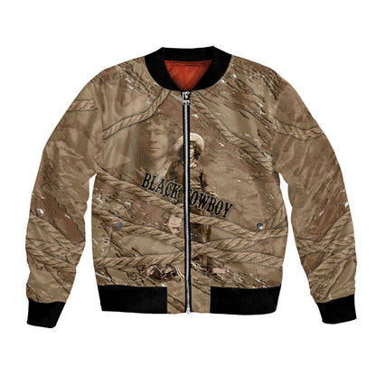 Black Cowboy Nat Love Bomber Jacket Vintage Western Portrait Lasso