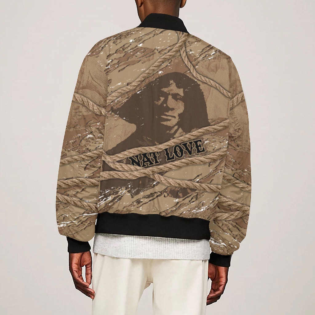 Black Cowboy Nat Love Bomber Jacket Vintage Western Portrait Lasso