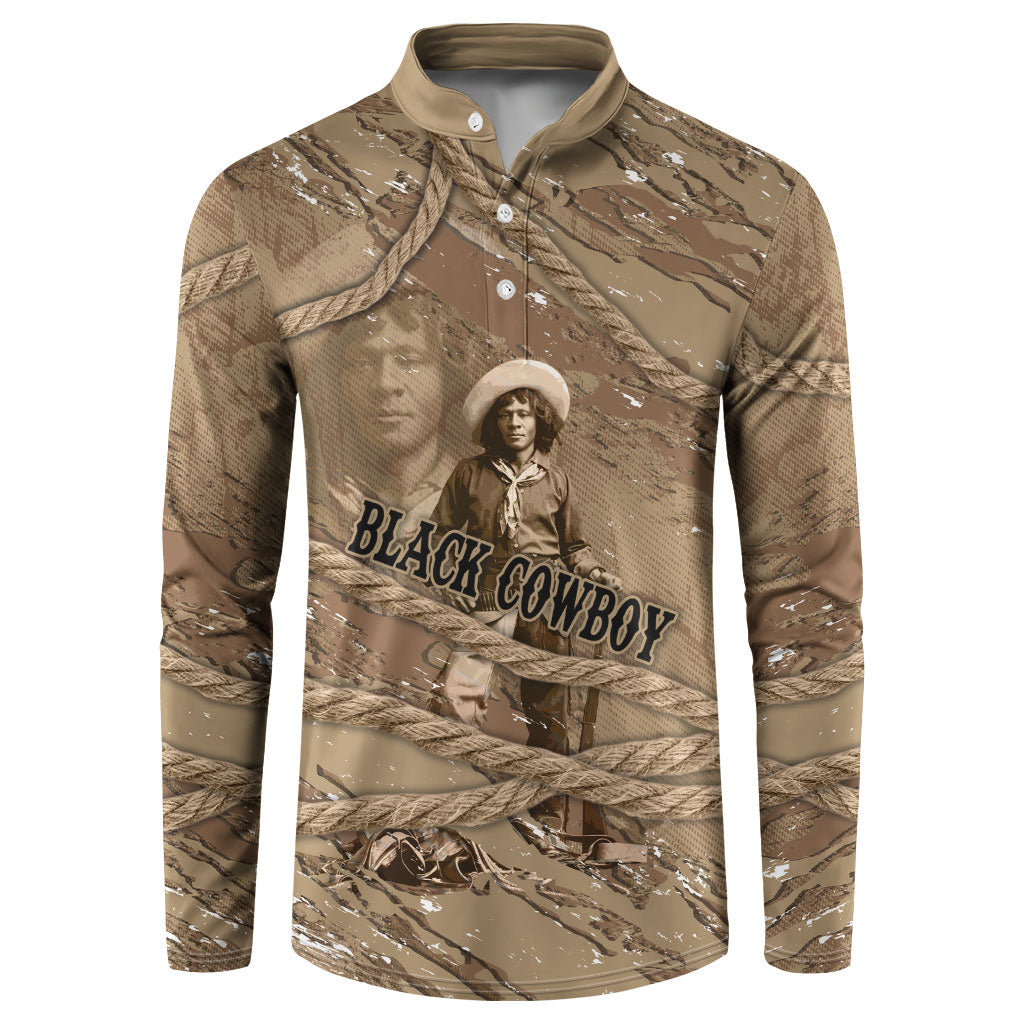 Black Cowboy Nat Love Button Sweatshirt Vintage Western Portrait Lasso