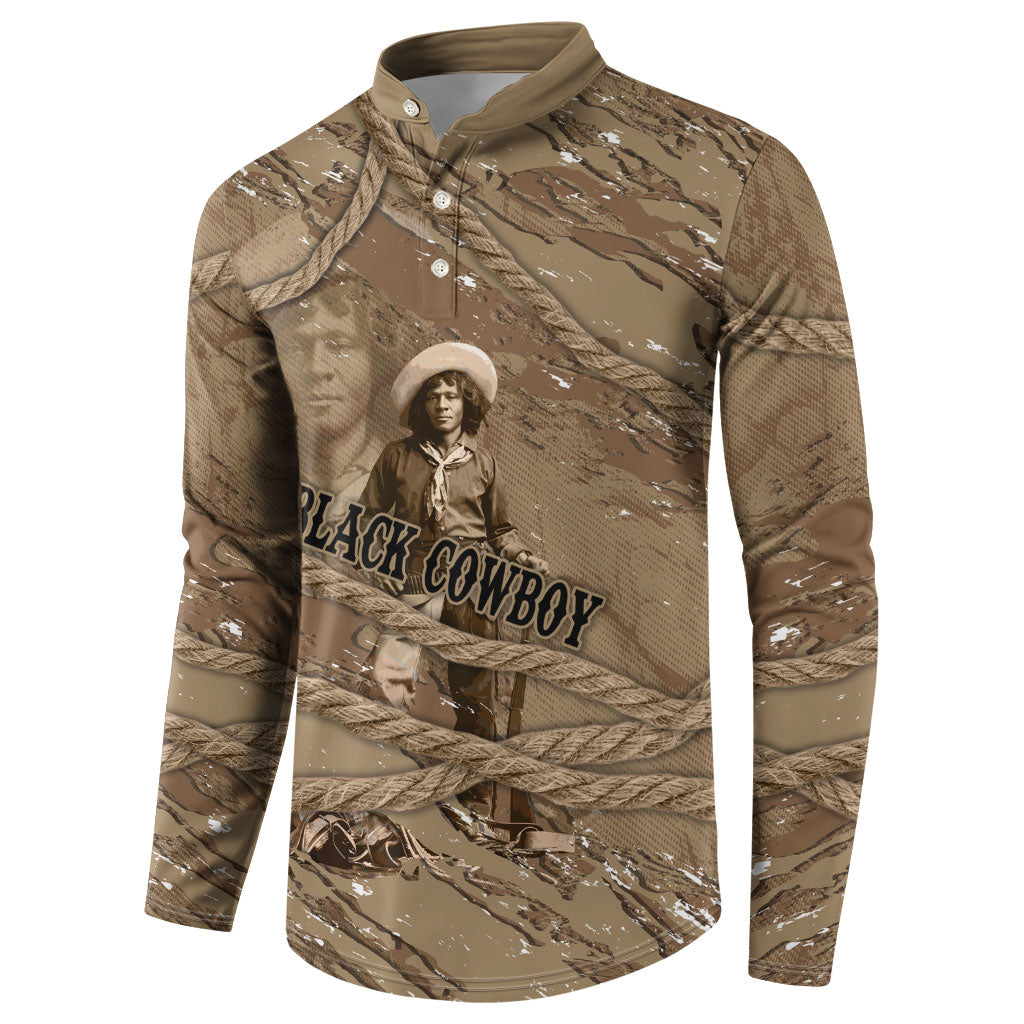 Black Cowboy Nat Love Button Sweatshirt Vintage Western Portrait Lasso