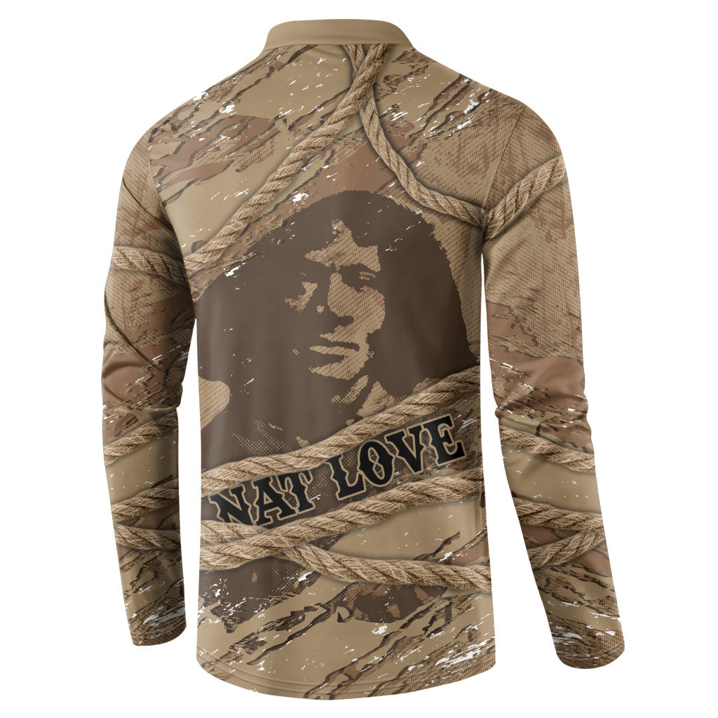 Black Cowboy Nat Love Button Sweatshirt Vintage Western Portrait Lasso