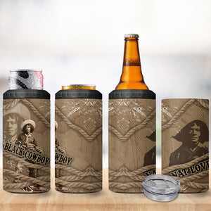 Black Cowboy Nat Love 4 in 1 Can Cooler Tumbler Vintage Western Portrait Lasso