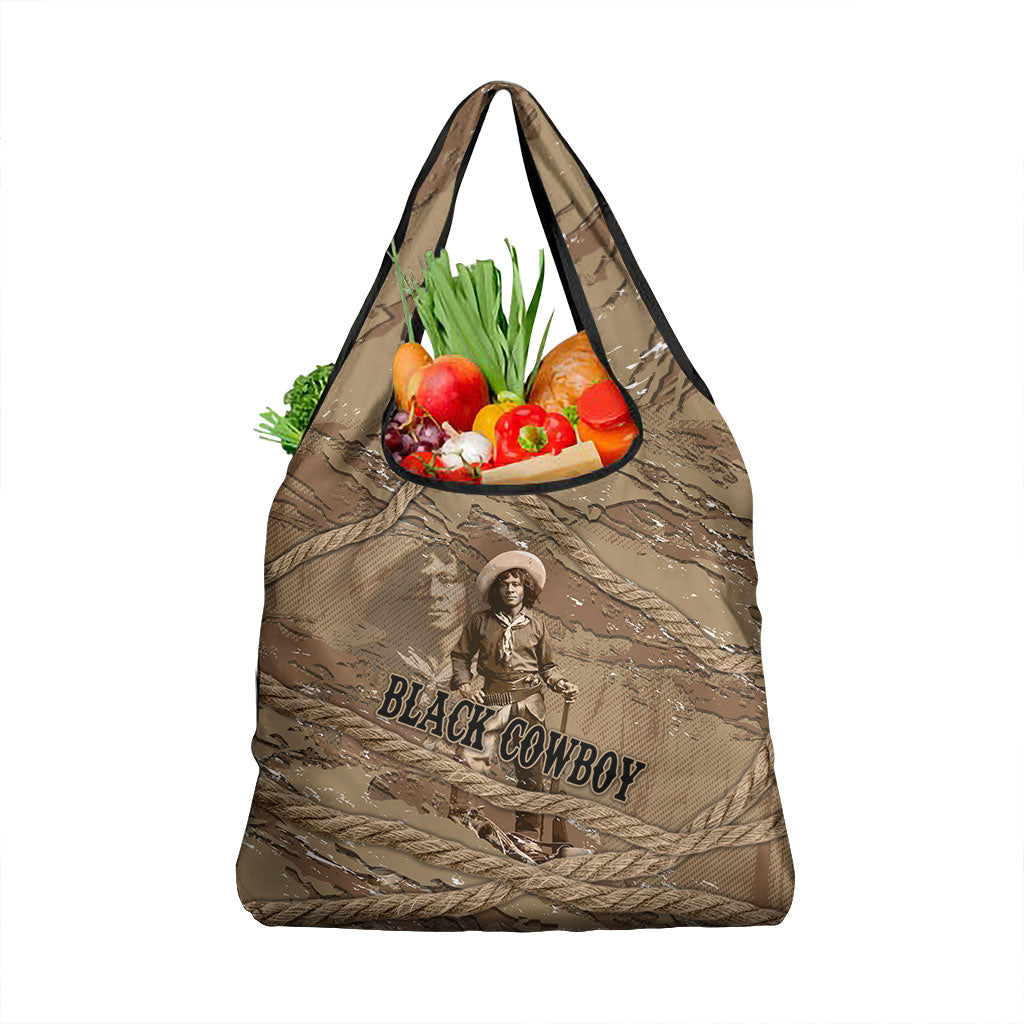Black Cowboy Nat Love Grocery Bag Vintage Western Portrait Lasso