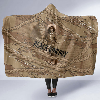 Black Cowboy Nat Love Hooded Blanket Vintage Western Portrait Lasso