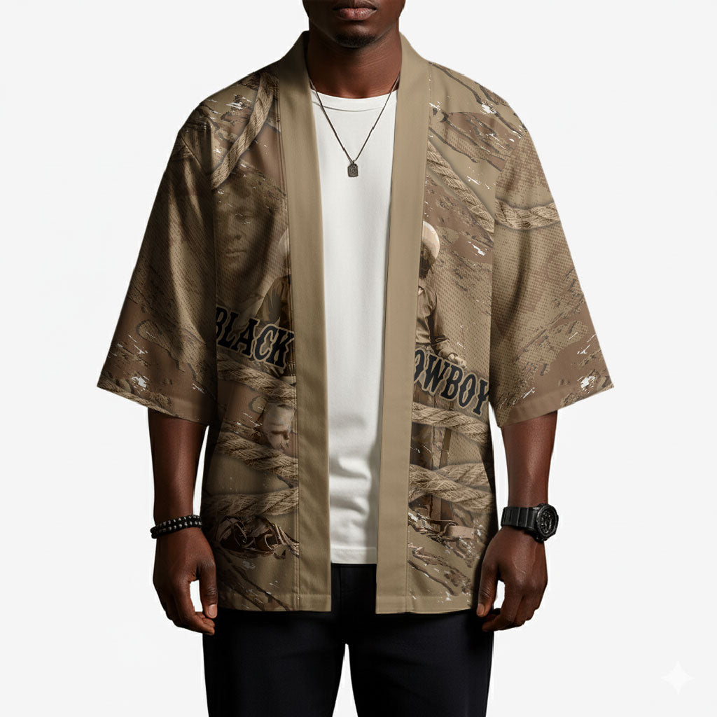 Black Cowboy Nat Love Kimono Vintage Western Portrait Lasso