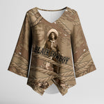 Black Cowboy Nat Love Kimono Sleeve Blouse Vintage Western Portrait Lasso
