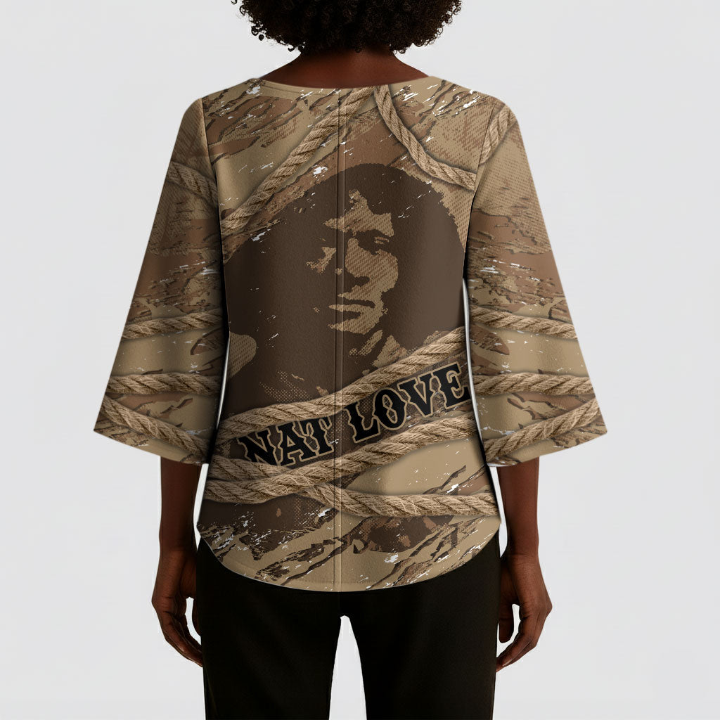 Black Cowboy Nat Love Kimono Sleeve Blouse Vintage Western Portrait Lasso