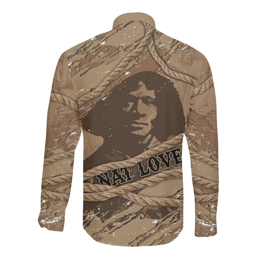 Black Cowboy Nat Love Long Sleeve Button Shirt Vintage Western Portrait Lasso