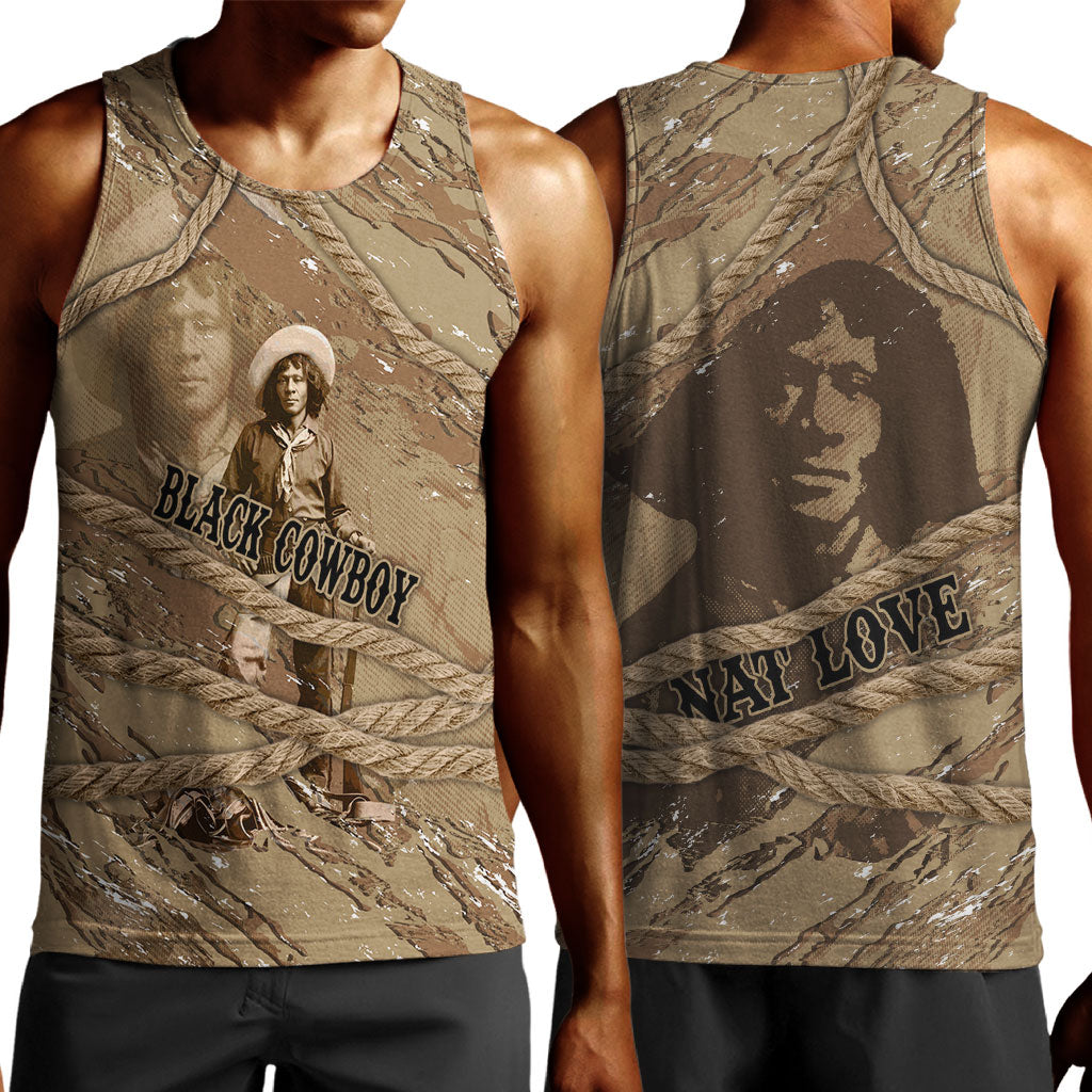 Black Cowboy Nat Love Men Tank Top Vintage Western Portrait Lasso
