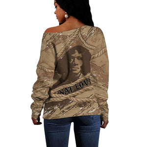 Black Cowboy Nat Love Off Shoulder Sweater Vintage Western Portrait Lasso
