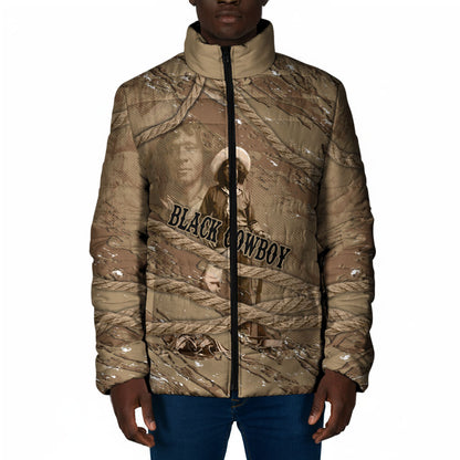 Black Cowboy Nat Love Padded Jacket Vintage Western Portrait Lasso