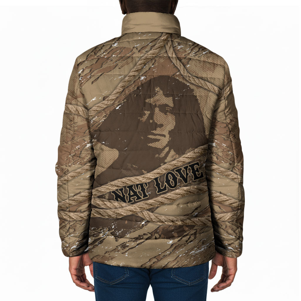 Black Cowboy Nat Love Padded Jacket Vintage Western Portrait Lasso