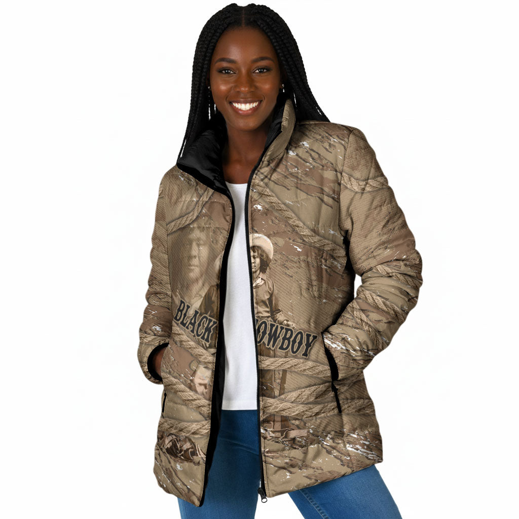 Black Cowboy Nat Love Padded Jacket Vintage Western Portrait Lasso