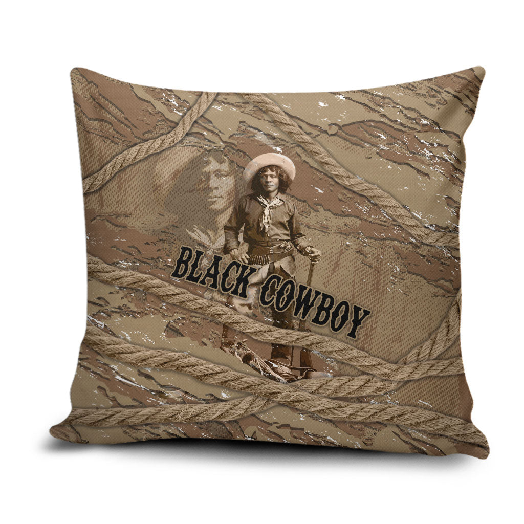 Black Cowboy Nat Love Pillow Cover Vintage Western Portrait Lasso