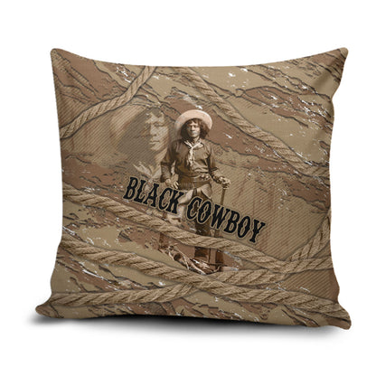Black Cowboy Nat Love Pillow Cover Vintage Western Portrait Lasso