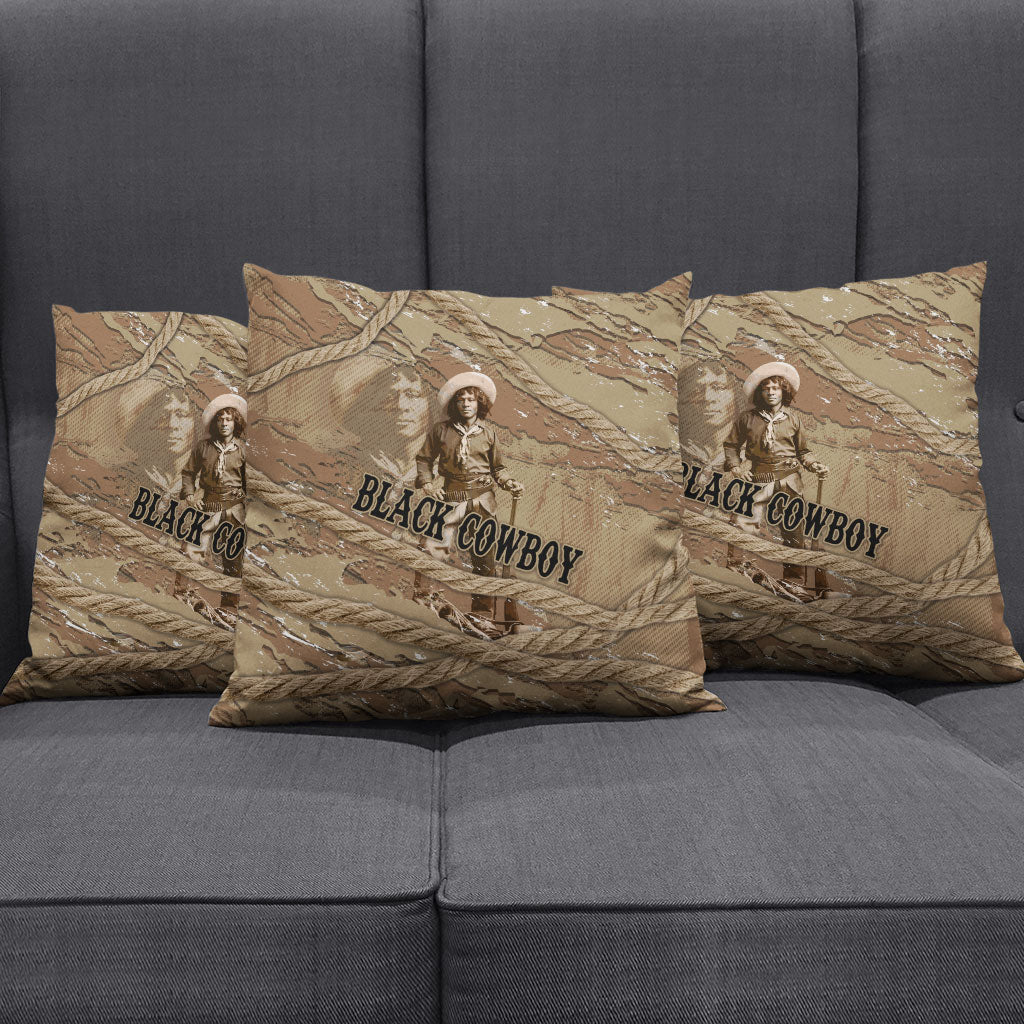 Black Cowboy Nat Love Pillow Cover Vintage Western Portrait Lasso