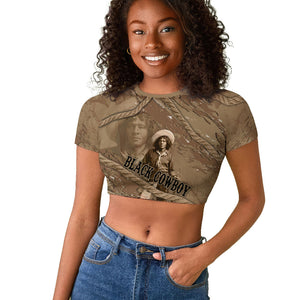 Black Cowboy Nat Love Raglan Cropped T shirt Vintage Western Portrait Lasso
