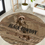 Black Cowboy Nat Love Round Carpet Vintage Western Portrait Lasso