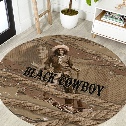 Black Cowboy Nat Love Round Carpet Vintage Western Portrait Lasso
